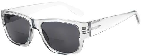 ZENOTTIC Occhiali da Lettura da Sole per Uomo: Montatura Rettangolare Classica con Protezione UV400 – Occhiali Unisex per Lettura Outdoor Cristallo Grigio 1.5x