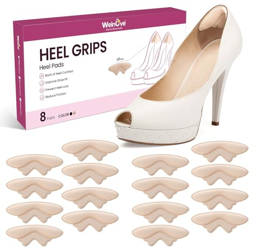 Welnove Taloneras para Zapatos Plantillas Memory Foam, Ultra-Soft y Amortiguadoras, Almohadilla Talon para Fascitis Plantar, Plantillas Hombre y Mujeres, Plantillas Zapatos Grandes, 8 Par Beige