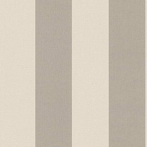 Gestreifte Tapete klassisch | Wohnzimmer und Schlafzimmer Streifentapete elegant | Vliestapete in Crème Beige mit Blockstreifen
