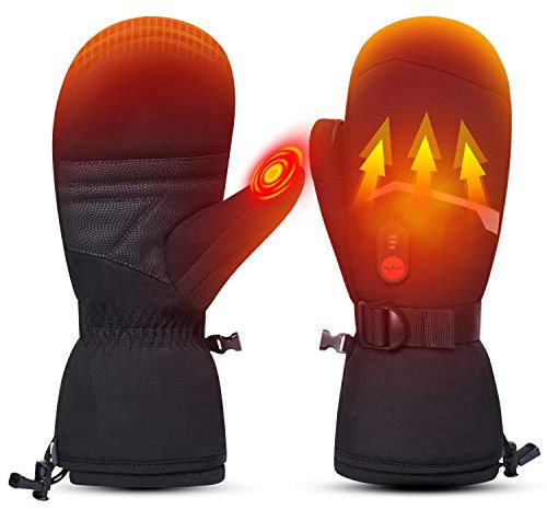 Sun Will Beheizbare Ski Handschuhe Fäustlinge Herren Damen,Winter wasserdichte Beheizte Handschuhe für Ski,Snowboard,Fahrrad,Wandern,Angeln,Jagen,Schneeschaufeln Outdoor Thermo (Black, M)
