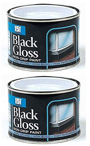SDMAX 151 Coatings Pack Of 2 Hard Drying Black Gloss Non-Drip Paint - 180ml Tin, Interior and Exterior Use, Versatile Surface Adhesion,