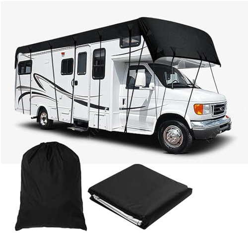 Wohnwagen Wohnmobil Schutzhülle Dachschutz Abdeckung 210D Oxford Gewebe Wohnmobil Top Cover Dachschutz Schwarz (5x3m)