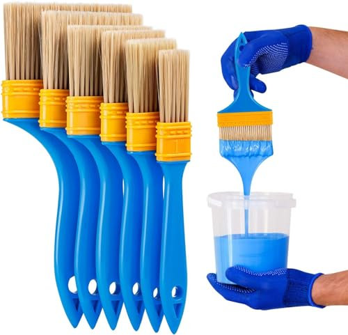 6Pcs Chalk and Wax Paint Brush, Graphic Painter Brush, Chalk Paint Brushes for Furniture, for Painting and Retouching Furniture, Wax Paint Fences and Walls