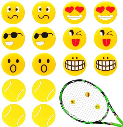 XoeLLe 16 Pezzi Antivibrazione Tennis Ammortizzatori per Racchette, Racchetta Tennis, Ferma Corde Tennis, Accessori Tennis Dispositivo Antivibrazione per Corde Racchetta Tennis (Giallo)