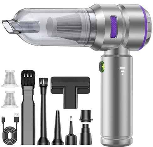 KITBEZN Aspirador de Mano, 18000Pa Aspirador Coche Potente sin Cable, 3 en 1 Aspiradora de Mano Coche con Motor sin escobillas, Mini Aspirador Portatil para Coche, la Oficina, el hogar, la Cocina