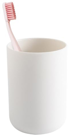 Bathroom Toothbrush Holder Cups, White Plastic Drinking Cups Mouthwash Cup Reusable Water Cup Bathroom Storage for Home Travel, 300ml(White)