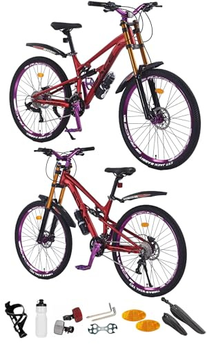24”, 26”, 27.5 Inch Mountain Bike, Adult Bicycle, Teenager Bike, Unisex MTB, Men & Women’s Bike, Sport’s Cycle,19 KG Lightweight, Dual Disc Brake, Aluminium Frame, 21 Speed, Red, New (27.5 Inch)