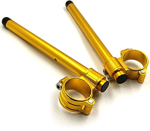 XKMT- Riser Pair Handle Bar 45mm Tube Clip-ons Handlebars Clamp Gold Compatible with Cafe Racer H-D
