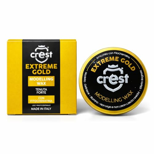 Crest – Gold Wax – Cera per Capelli Uomo – Tenuta Forte – Effetto Bagnato – Lucida e Volumizzante – Styling Professionale – Made in Italy – Profumata