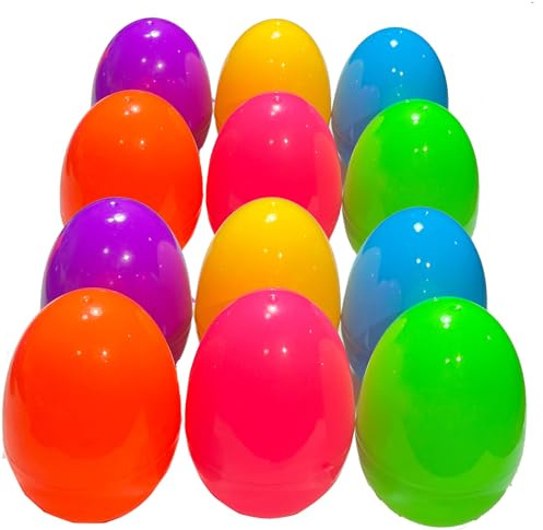 Higoala 24 Fillable Plastic Easter Egg Hunt Party Supply Pack - 2.76 Assorted Color Plastic Eggs