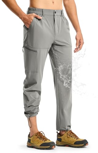 TBMPOY Men's Lightweight Hiking Pants Quick Dry 4 Pockets Stretch Water Resistant Travel Fishing Convertible Zip Cargo Jogger Light Grey 38