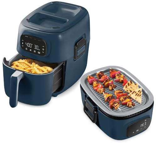 Dash Flip & Fry™ Digital 2-in-1 Grill & Air Fryer - Indoor Grill & Electric Fryer - Features AirCrisp® Technology & Nonstick Surface - dishwasher safe Parts - Forged Iron