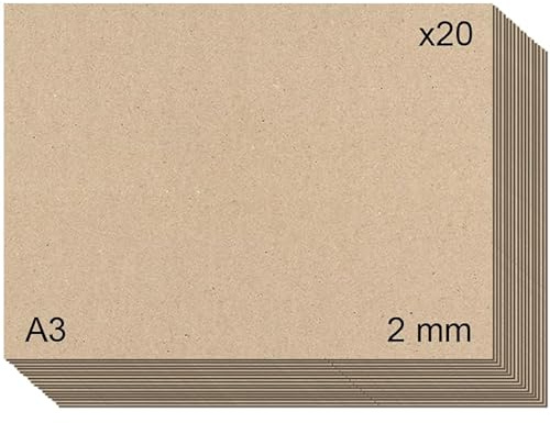 Cartone pietra grigio controstrato (2 mm.) per artigianato, rilegatura, cartonaggio e scrapbooking (20, 2 mm - A3)