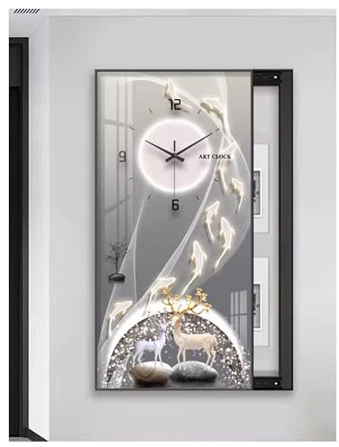 Meter Breaker Box Cover,Wall Hanging Painting Distribution Box Decorative Painting,Hidden Circuit Breaker Panel with Clock(Gray,70x140cm)