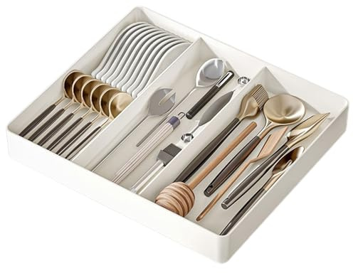 Qsvbeeqj Organizadores de cajones de cocina personalizables, prácticos hogares, bandeja de almacenamiento de cocina, organizadores expandibles para utensilios, inserto elegante