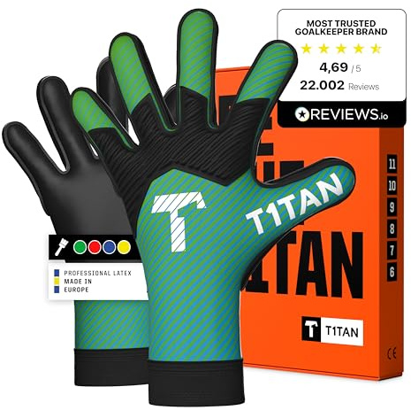 T1TAN Hobby Torwarthandschuhe Kinder AROX Green, Torhüter Handschuhe für Jungen, Mädchen & Jugendliche, 11-12 Jahre, Viele Farben, Fußball Torwarthandschuhe, Atmungsaktiv, Größe 7