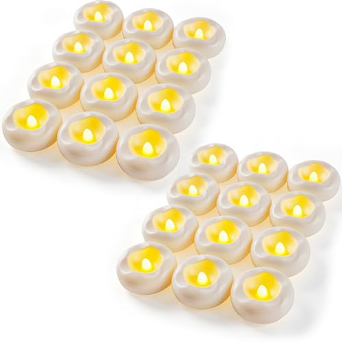 Lot de 24 bougies LED flottantes activées par l'eau, bougies flottantes sans flamme, adaptées pour vases en verre, mariages, Noël, fêtes de piscine, décoration de table, lumière jaune chaude