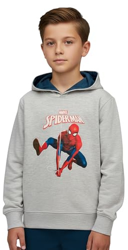 Marvel Spiderman huvtröja för pojkar – barn, huvtröja, tröja med huva, sweatshirt grå