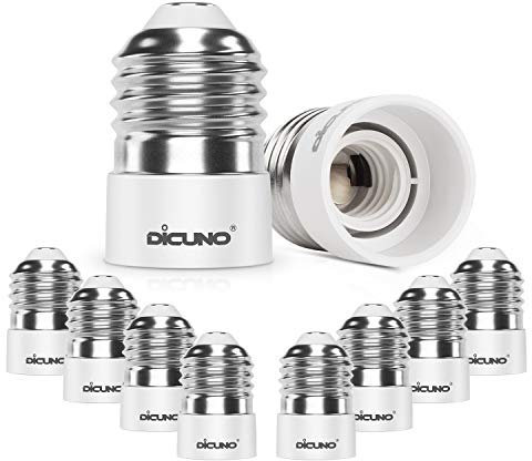 DiCUNO 10-Pack E27 a E14 Socket Converter Socket Adapter Adattatore di base per lampada di alta qualità per lampadine a LED, a incandescenza e lampadine CFL