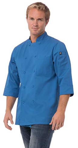 Chef Works Men's Morocco Chef Coat, Blue, XXXXL