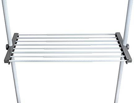 WENKO Regalboden Herkules, Ergänzungs-Ablage für individuell verstellbares Ordnungssystem, Regal-Ablage als Erweiterung zum Teleskop-System Herkules, 73-120 x 4 x 42,5 cm, aus Metall in Weiß