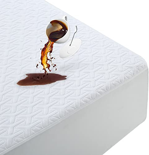 Premium Waterproof Mattress Protector Queen Size,4D Air Cooling 300GSM Mattress Cover,Breathable All-Round 360° Bed Mattress Pad Noiseless Vinyl Free (White,Queen)