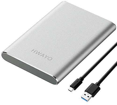 HWAYO 250GB Portable External Hard Drive, USB3.1 Gen 1 Type C Ultra Slim 2.5'' HDD Storage Compatible for PC, Desktop, Laptop, Mac, Xbox One (Silver)