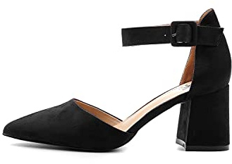 Rio Fiore Tacones de Mujer, Zapatos de tacón con Tiras, Negro Textil, Microfibra, 7 cm Tacón Bloque, Zapatos con Correa en el Tobillo A0142-1 (Negro Microfibra, 41 EU)