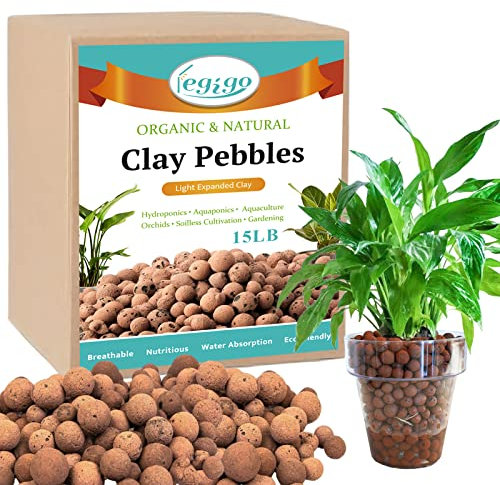 Legigo Ciottoli di argilla espansa organica, 6,8 kg, aggregato di argilla espansa leggera da 4 mm a 16 mm, ciottoli di argilla naturale per coltivazione idroponica e acquaponica, mix per invasatura di