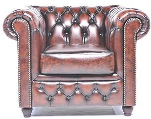 Chesterfield Sillón Brighton The Brand de 1 plaza, 100% piel, hecho a mano, ancho original de 100 cm (marrón envejecido)