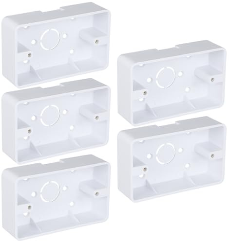 Baluue Surface Mount Outlet Box, Single Gang ABS Electrical Box for Wall Surface Switch & Receptacle Junction Outlet Boxes Extender for Brick, Masonry, Drywall Repair, 5 Pack