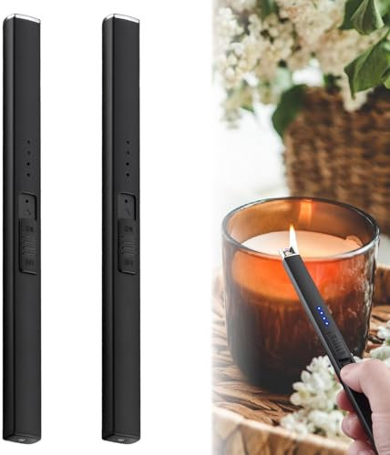 2 accendini a bastoncino, ricaricabili USB, accendino lungo, accendino elettrico, ricaricabile, antivento, senza fiamma, per candele, cucina, campeggio