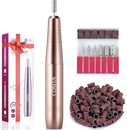 COSLUS Elektrische Nagelfräser für Gelnägel: 20000 u/Min Draht Einstellbare Geschwindigkeit and Drehrichtung Maniküre und Pediküre set，Nagelfeile Fräser für Gelnägel Acrylnägel (Rosagold)