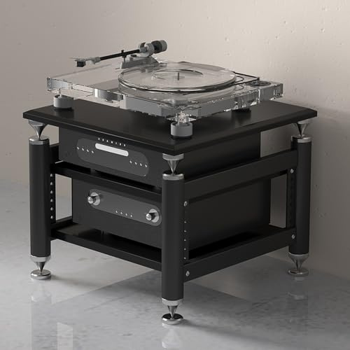 Estante de Almacenamiento de Componentes Estéreo,Estante de Medios,con Estantes for Audio y Video,Estante de Audio,para Reproductores de DVD/Decodificadores de Cable/Consolas de Juegos.(Nero,62x57x56c