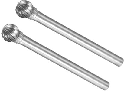 CoCud Tungsten Carbide Rotary Burrs File, 1/8 Shank 5mm Dia, Single Cut Ball Shape Rotary Burrs Tool - (Applications: for Metal Carving), 2-Pieces
