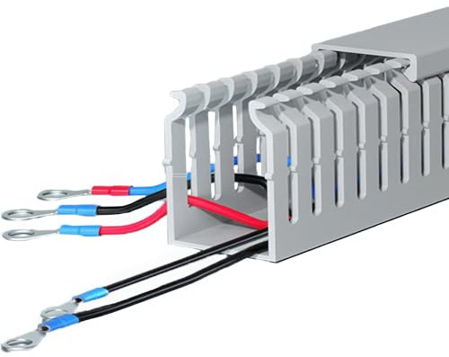 Verdrahtungskanal mit Deckel Installationskanal PVC grau RAL Kabelkanal mit Zulassung für industriellen Schaltschrankbau Anlagenverdrahtung Maschinenbau (BxH:30x30mm)