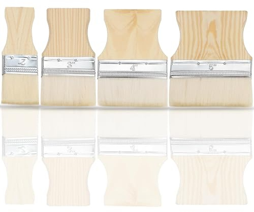 4 pinceles de superficie de 4,5/7/9,5/11 cm de ancho, pincel plano, pintura acrílica, pincel para artistas, pinceles reutilizables, juego de pinceles de lana para pinturas acrílicas, óleo, acuarela