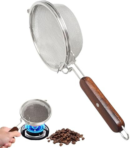 Tostador De Granos De Café Para Hogar | Sartén Tostadora De Acero Inoxidable,Accesorios De Cocina Para Estufa Con Control De Temperatura Ajustable Y Temporizador De Precisión