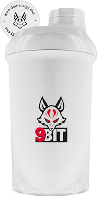 9BIT Shaker - 600 ml | Shaker con Tappo a Vite | Antigoccia | BPA/DEHP Free | Lavabile in lavastoviglie | Scala Graduata (White)