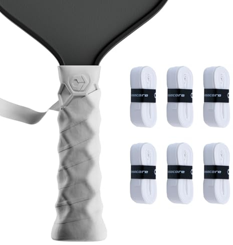 Hesacore Hesatac Overgrip Tape – 6 Pack – White – for Pickleball, Padel & Tennis – Sweat Absorbing, Soft, Anti-Slip, Stretchable Overgrip