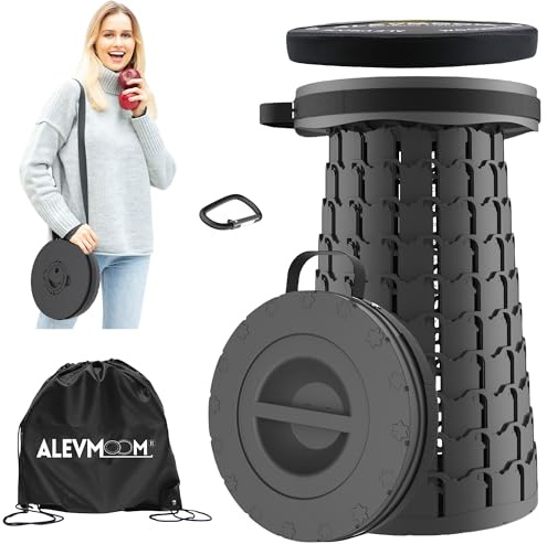 ALEVMOOM Upgraded 18.1 XL Collapsible Stool with Cushion, Portable Folding Stools for Adults Capacity 800lbs, Lightweight Telescoping Stool for Camping Travel Fishing Hiking