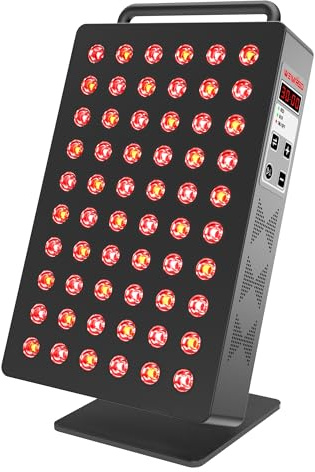 Red Light Therapy Panel 5 Wavement 60 Dual Chip LEDs 630+660+810+830+850nm Red and Near Infrared Lamp Therapy Device 100W with Timer & Stand for Body Pain Relief Face Skin Health Sleep Black
