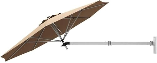 Beige Wall-Mounted Umbrella, Uv Protection, Adjustable Cantilever Parasol with Wind Vent, Outdoor Tilting Sun Shade for Garden, Balcony, and Yard