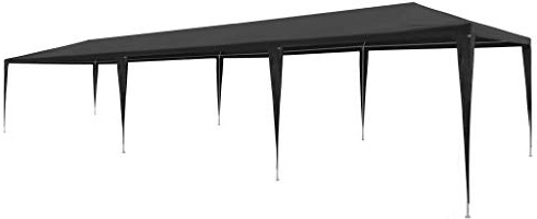 Tonture Tente de fête 3 x 9 m anthracite avec toit en polyéthylène et cadre en acier robuste, résistante aux UV, imperméable, idéale comme tente de jardin pour événements en plein air, camping