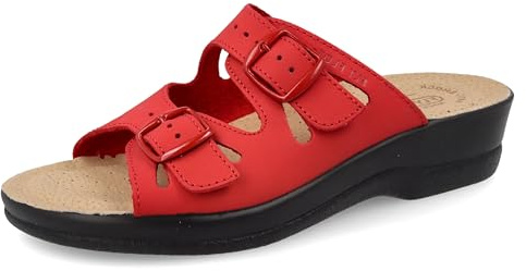 Barbariga, Ciabatte Donna in Microfibra, Traspiranti, con Doppia Fibbia regolabile, Sottopiede in Pelle, Rosso, 36