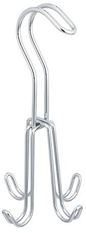 Relaxdays Gruccia Multipla, per Cinture & Cravatte, Stampella in Metallo Porta Borse, 4 Ganci, 18 x 9 x 9 cm, Argento, Ferro, 1 pz