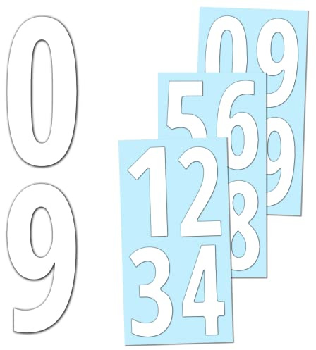 40 Stycken, 150mm - Nummer Klistermärken, Vattentät Vinyl Stick On Numbers Stickers - Vita