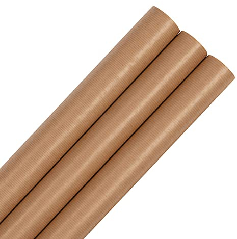 Hallmark Wrapping Paper, Roll Wrap, Plain Brown Kraft Roll, Any Occasion, Birthday, Christmas, Anniversary, Pack of 3, 3M Each
