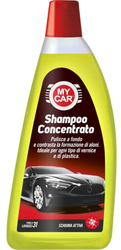 My Car, Shampoo Concentrato, Elimina e Previene la Formazione di Aloni, per Parti Auto in Vernice e Plastica, Formato da 1 L