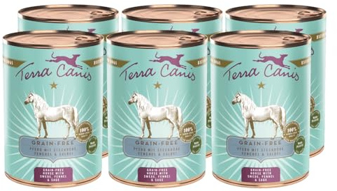 Terra Canis Cheval, Nourriture Humide sans céréales pour Chiens, 6x400g | 100% qualité alimentaire pour toutes les matières premières, avec navet, viande fraîche, sans céréales ni gluten